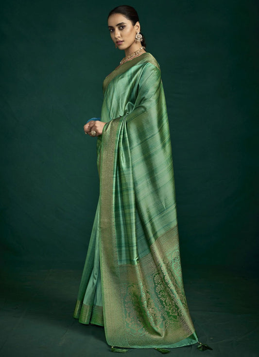 Green Silk Contemporary Saree Weaving Zari S19758