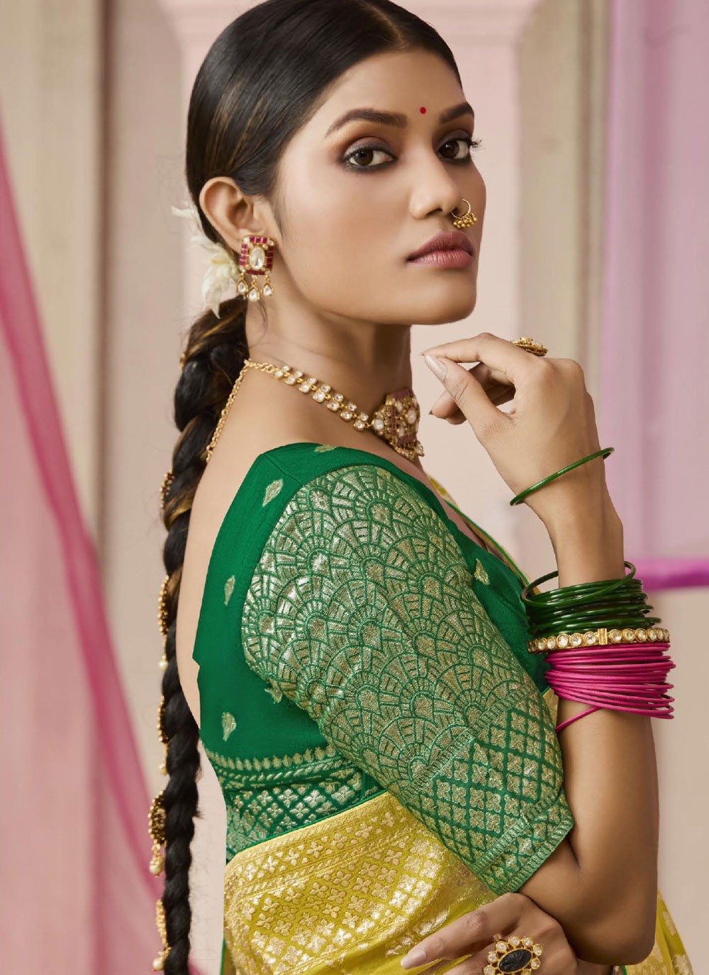 Contemporary Floral Printed Viscose Saree - S7804
