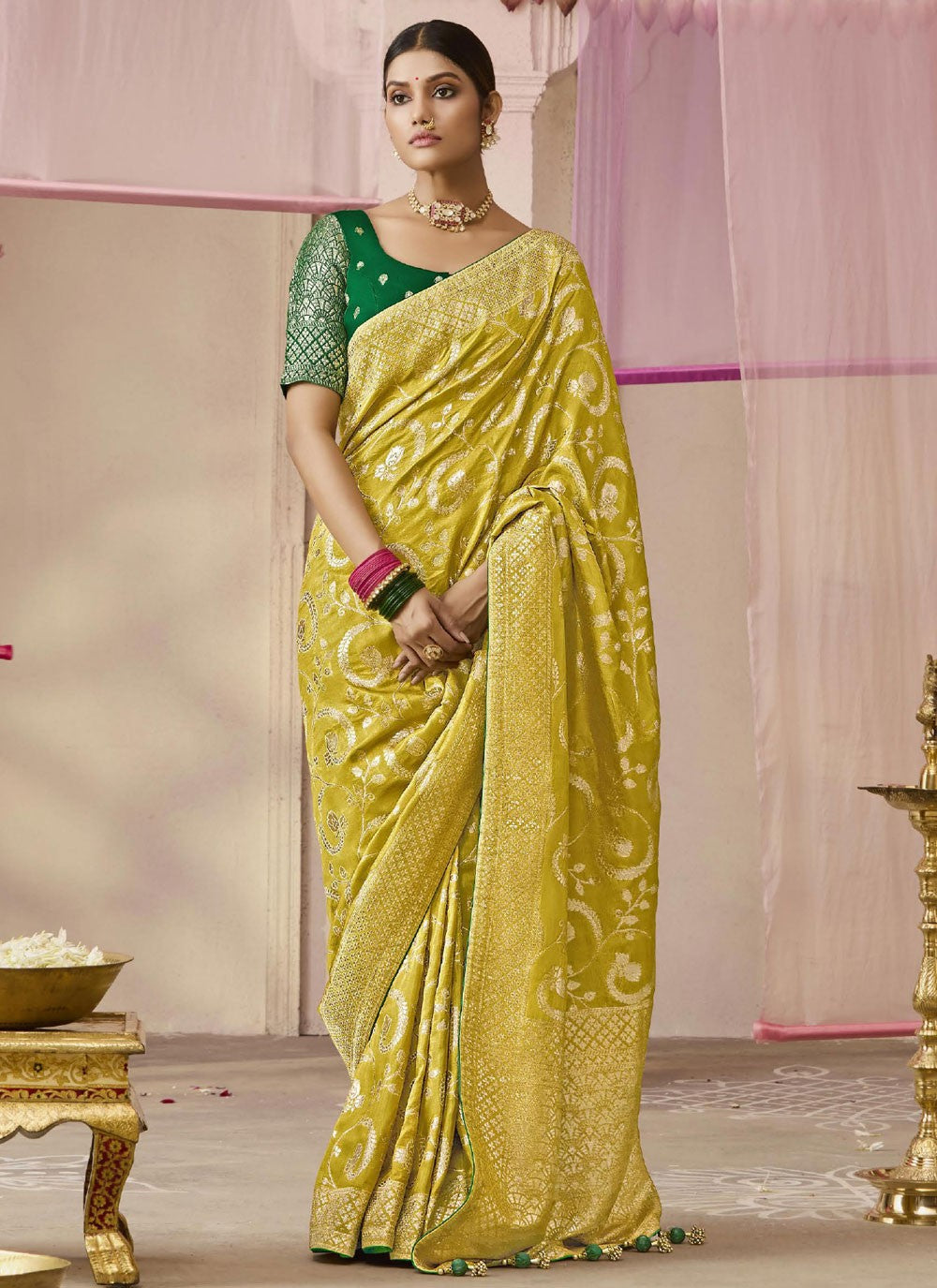Contemporary Floral Printed Viscose Saree - S7804