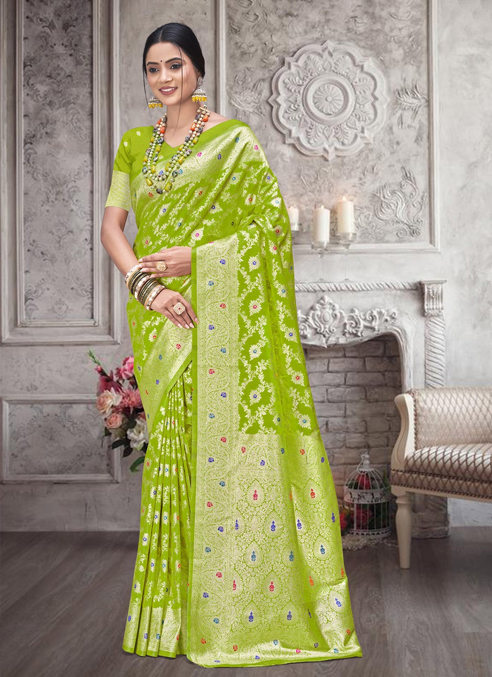 Contemporary Weaving Zari Silk Saree - S9031