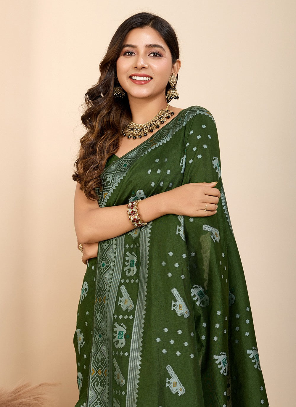 Classic Saree Meenakari Green Silk Saree S13483