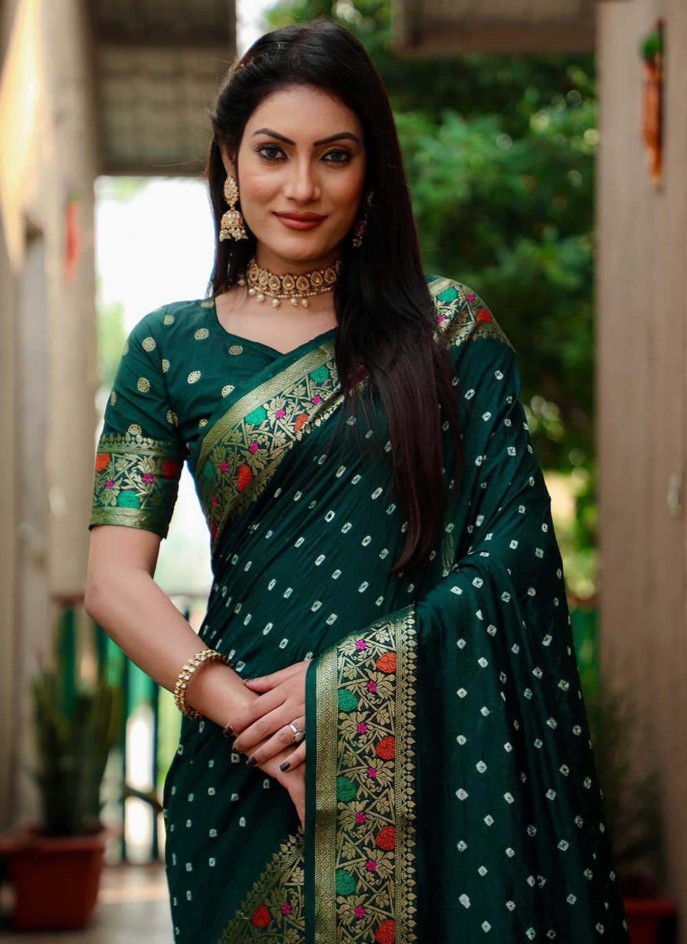 Traditional Bandhej Paithni, Silk Saree - S8842