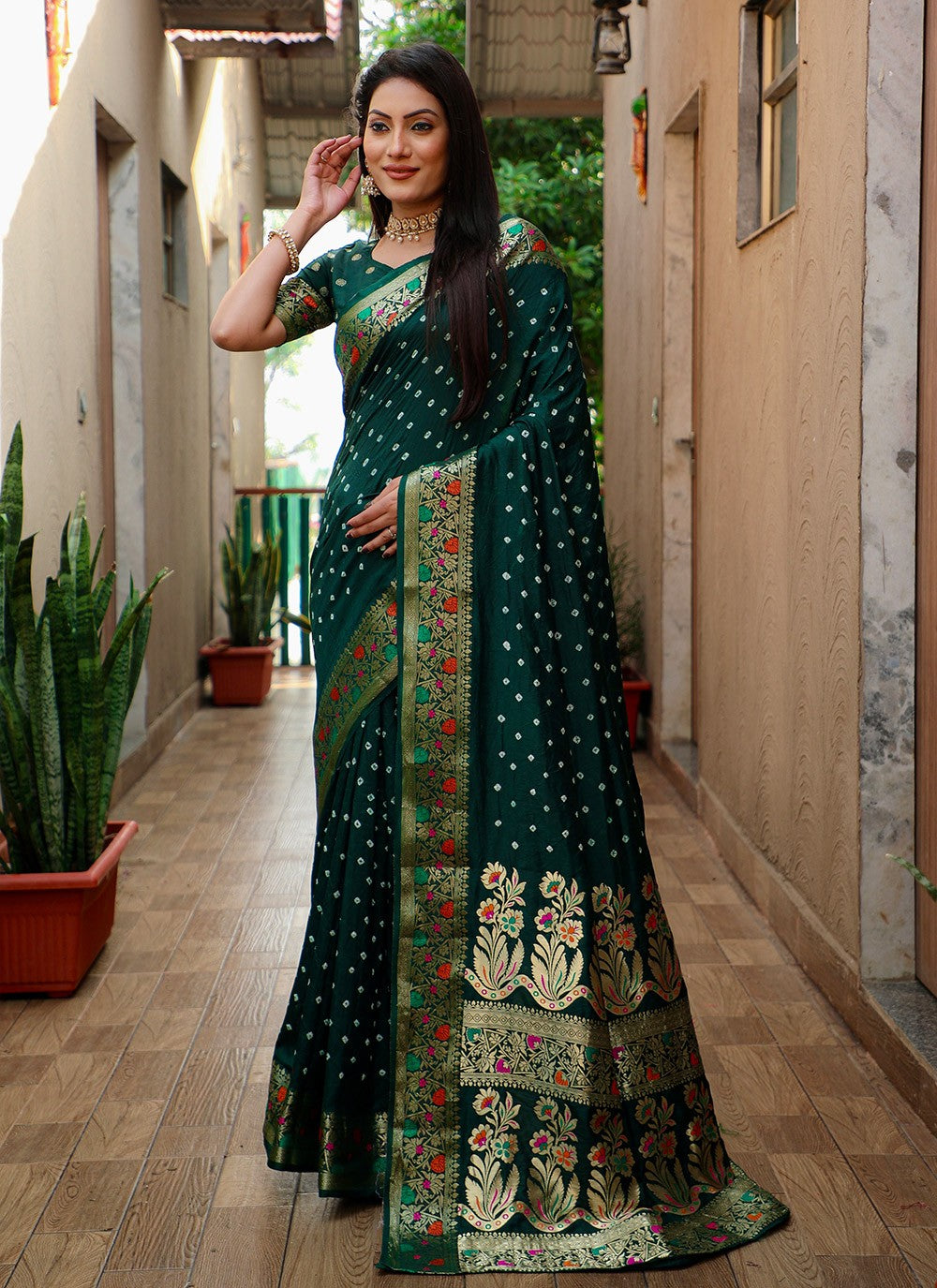 Traditional Bandhej Paithni, Silk Saree - S8842