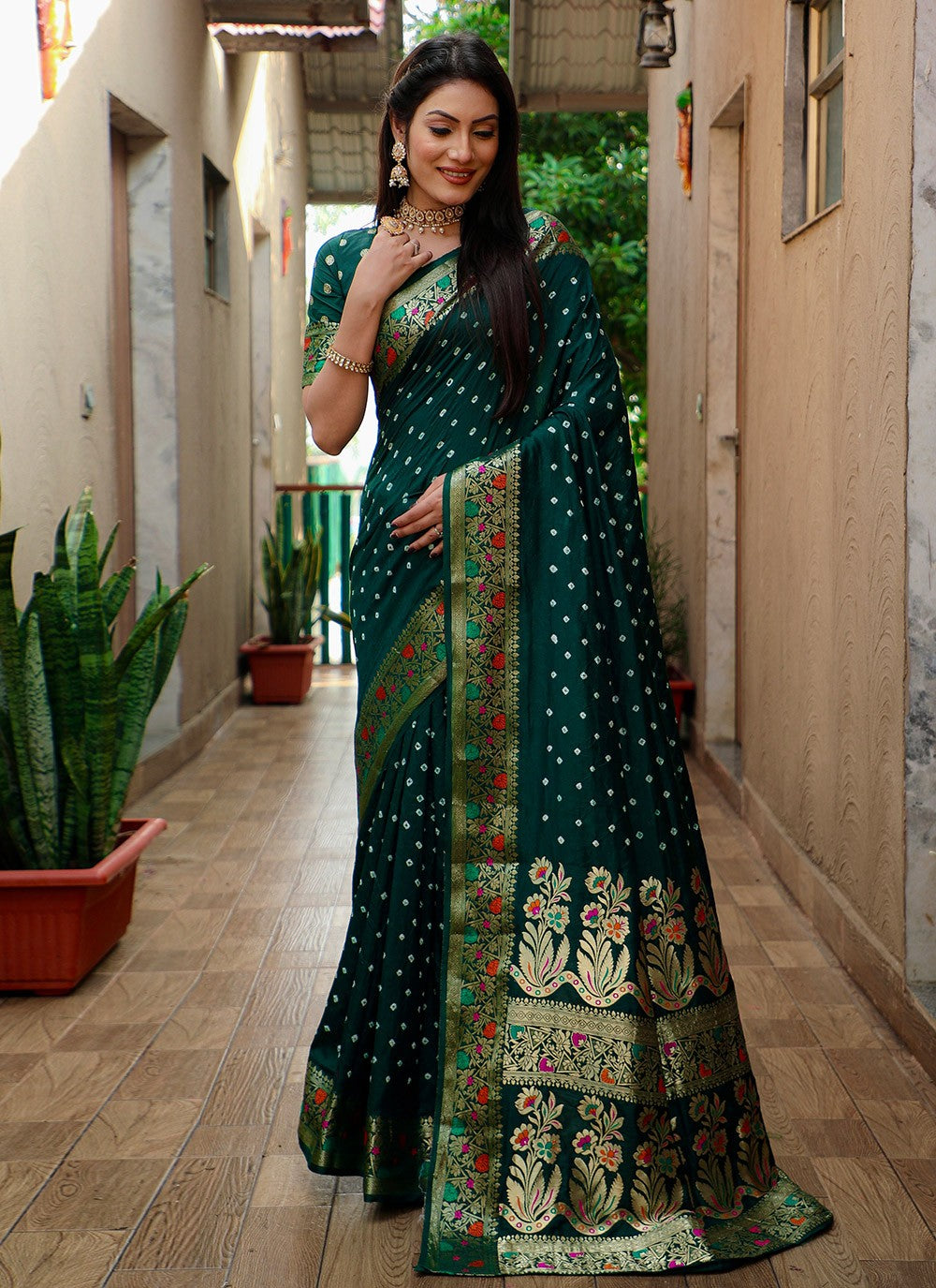 Traditional Bandhej Paithni, Silk Saree - S8842