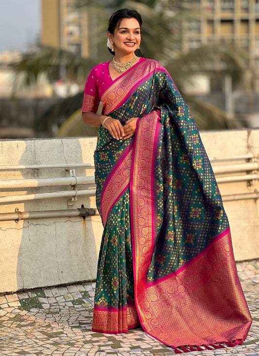 Zari Patola Silk Green Saree S14751