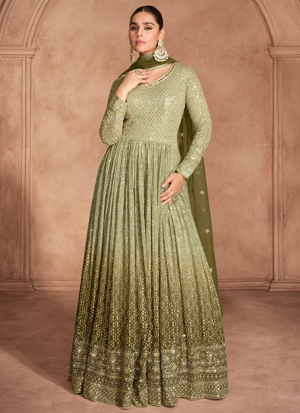 Embroidered Georgette Gown - G1875