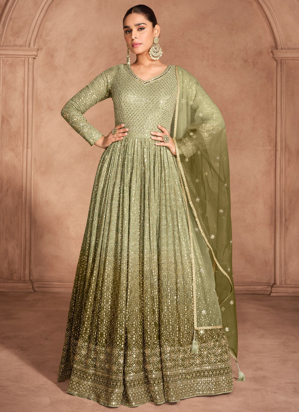 Embroidered Georgette Gown - G1875