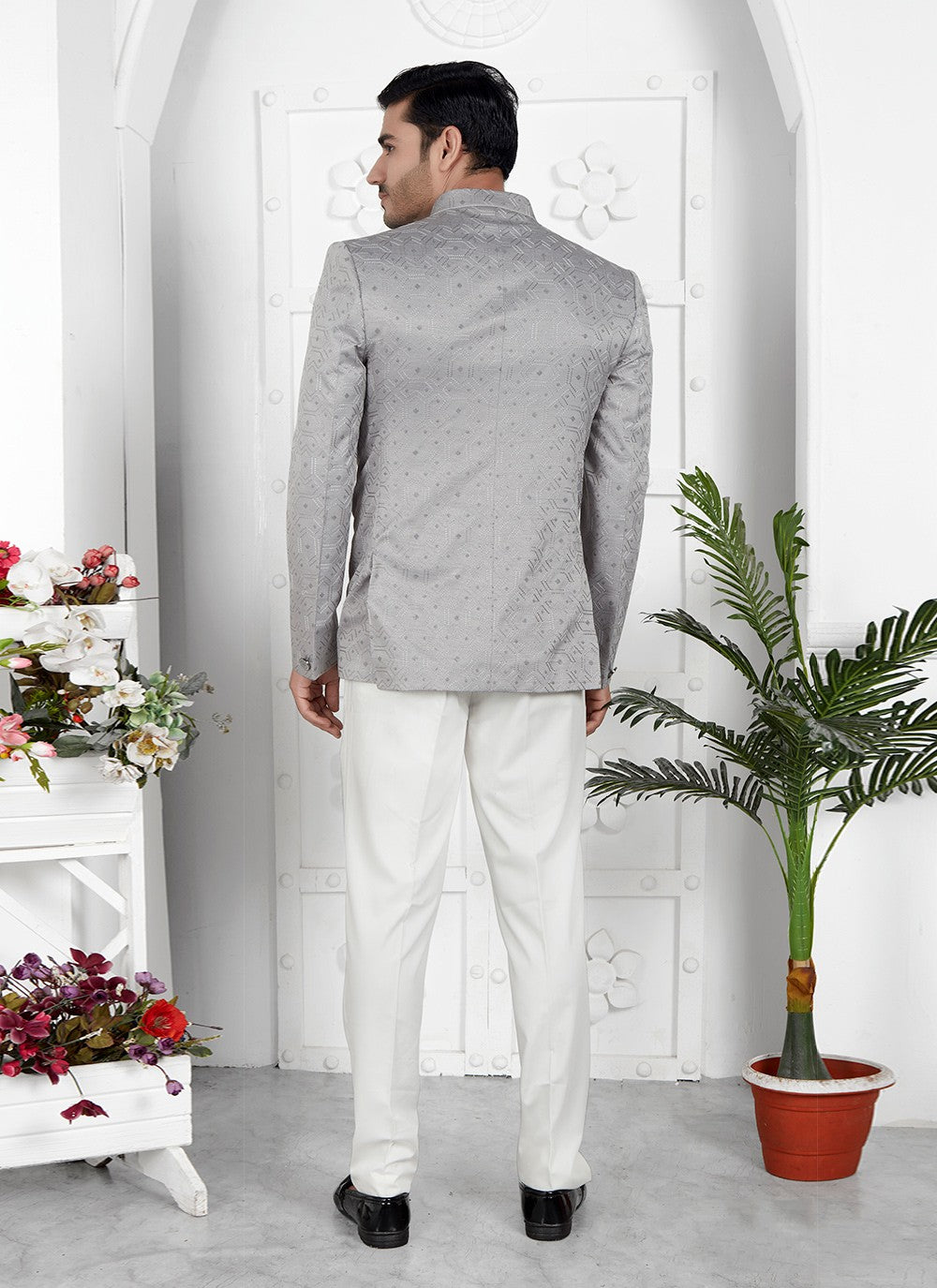 Fancy Work Art Silk Grey Jacket Style - M6645
