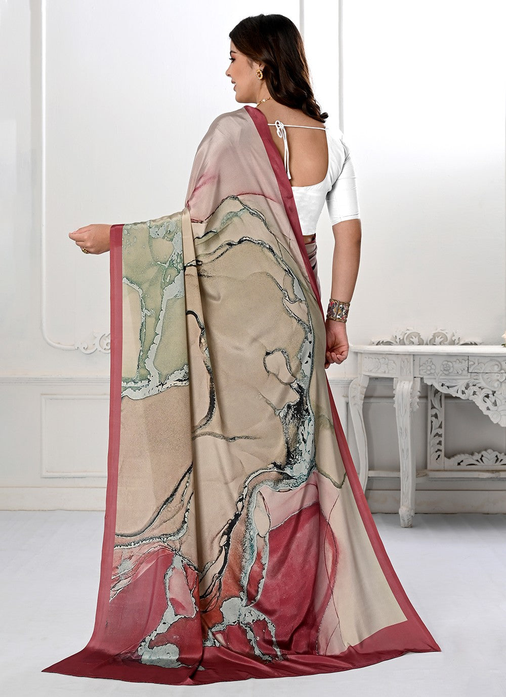 Classic Digital Print Crepe Silk Saree - S3219