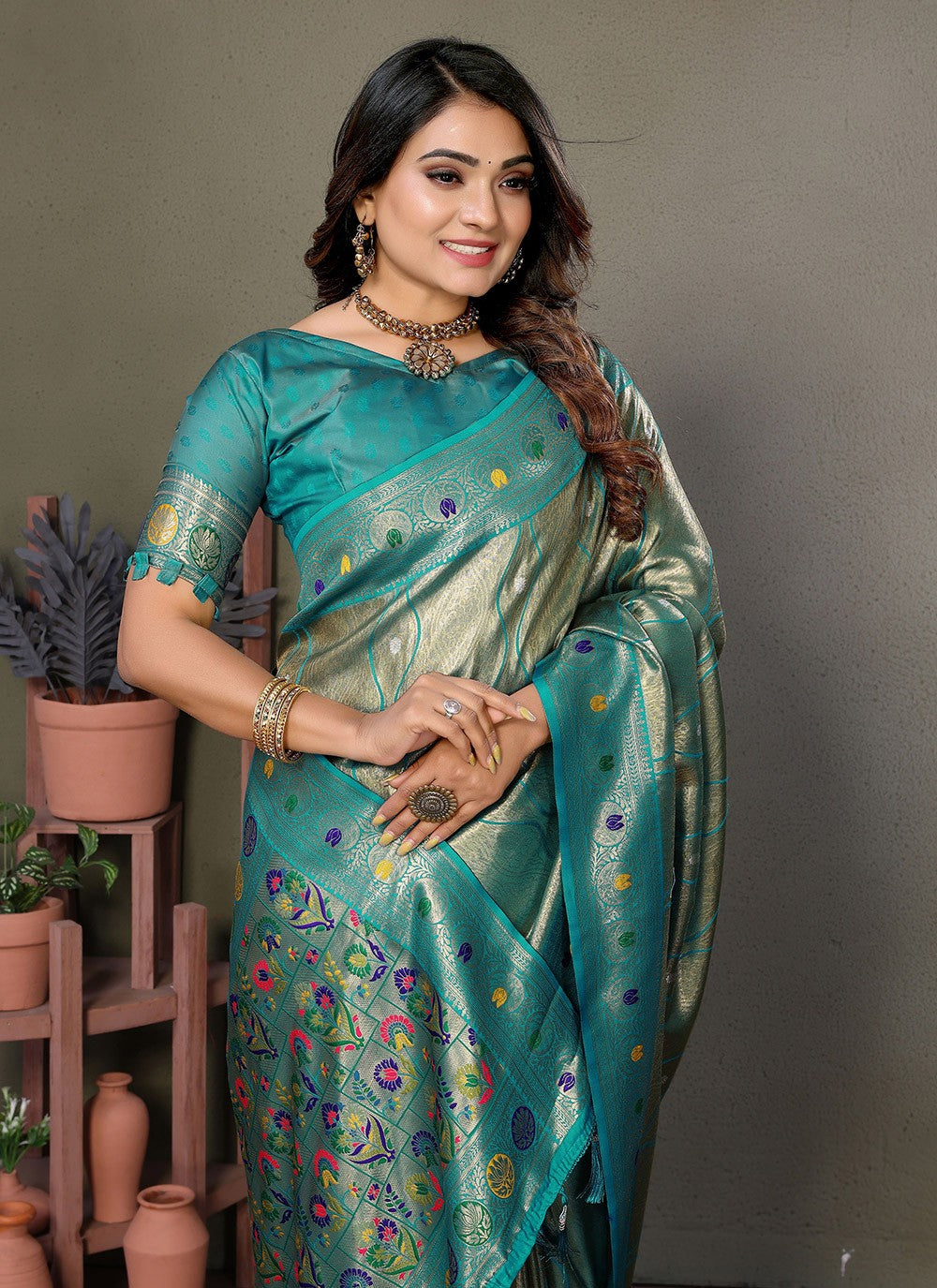 Woven Banarasi Silk Grey Saree S14793