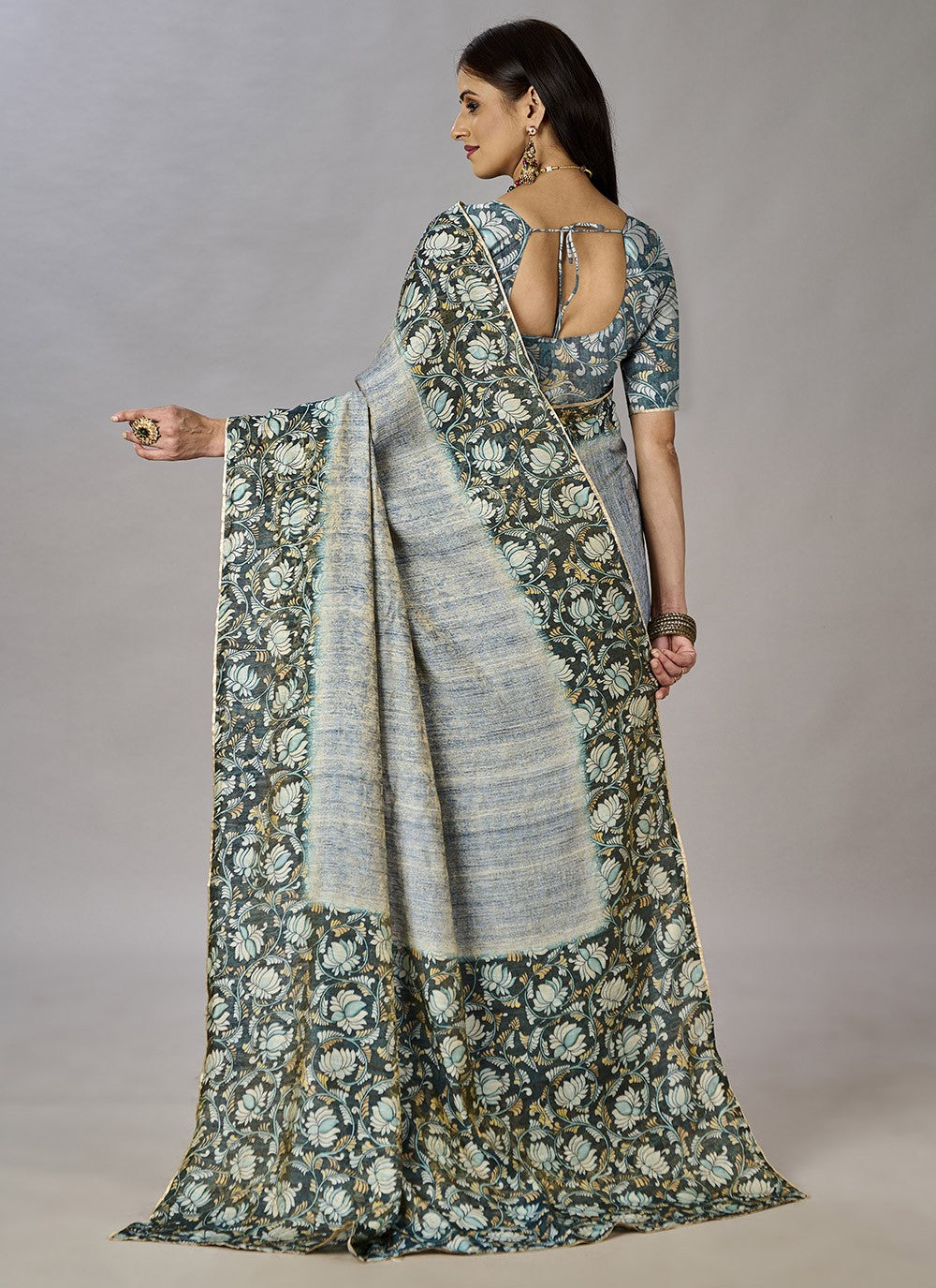 Classic Digital Print Jacquard Silk Saree - S3384