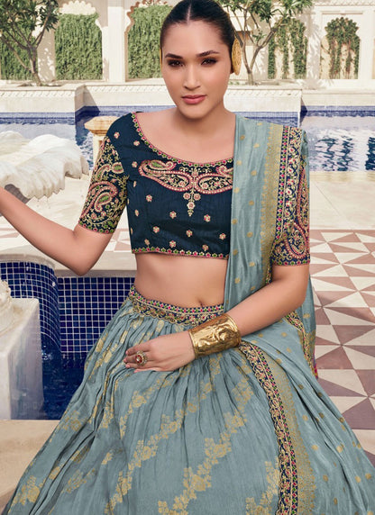 Chikankari Work Organza, Tissue A - Line Lehenga - L2696