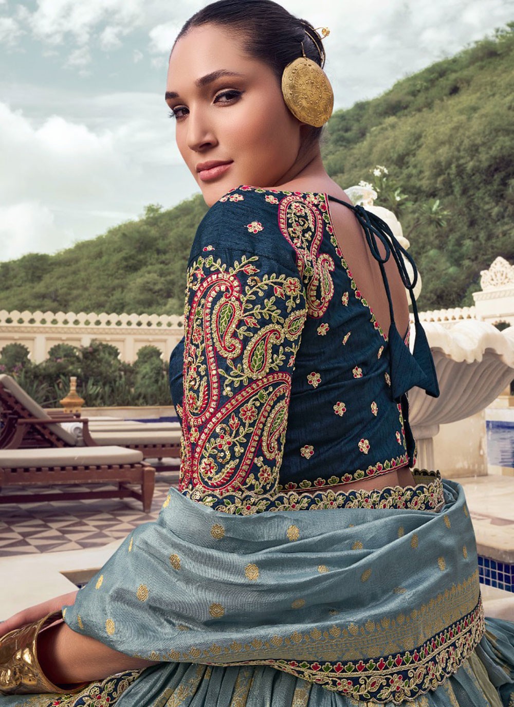 Chikankari Work Organza, Tissue A - Line Lehenga - L2696