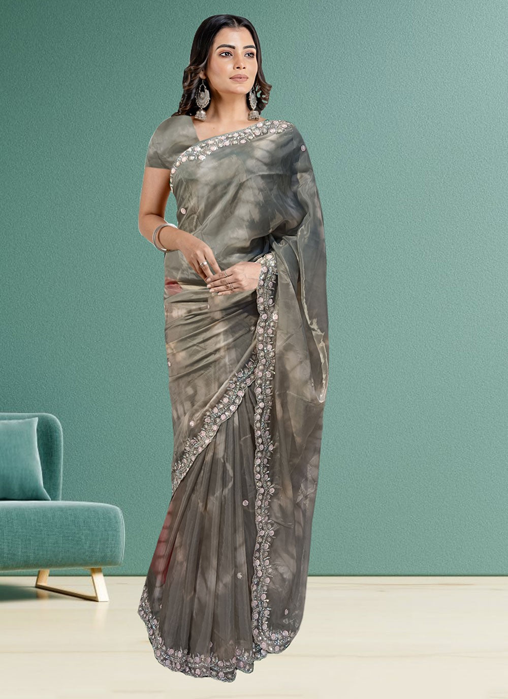 Classic Embroidered Tissue Saree - S6575