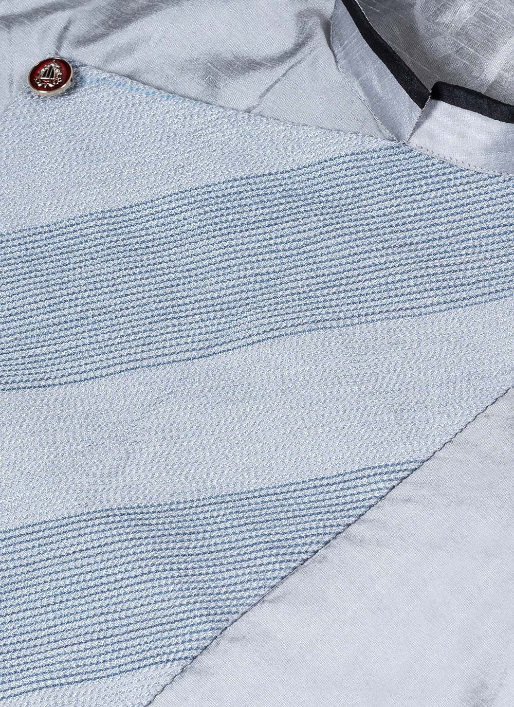 Fancy Work Dupion Silk Grey Indo Western - M6973