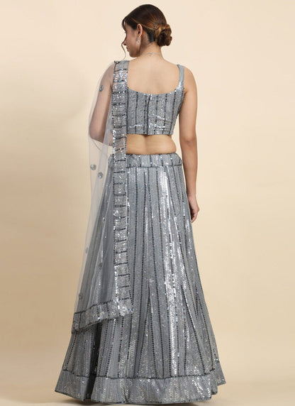 Embroidered Faux Georgette A - Line Lehenga - L2621