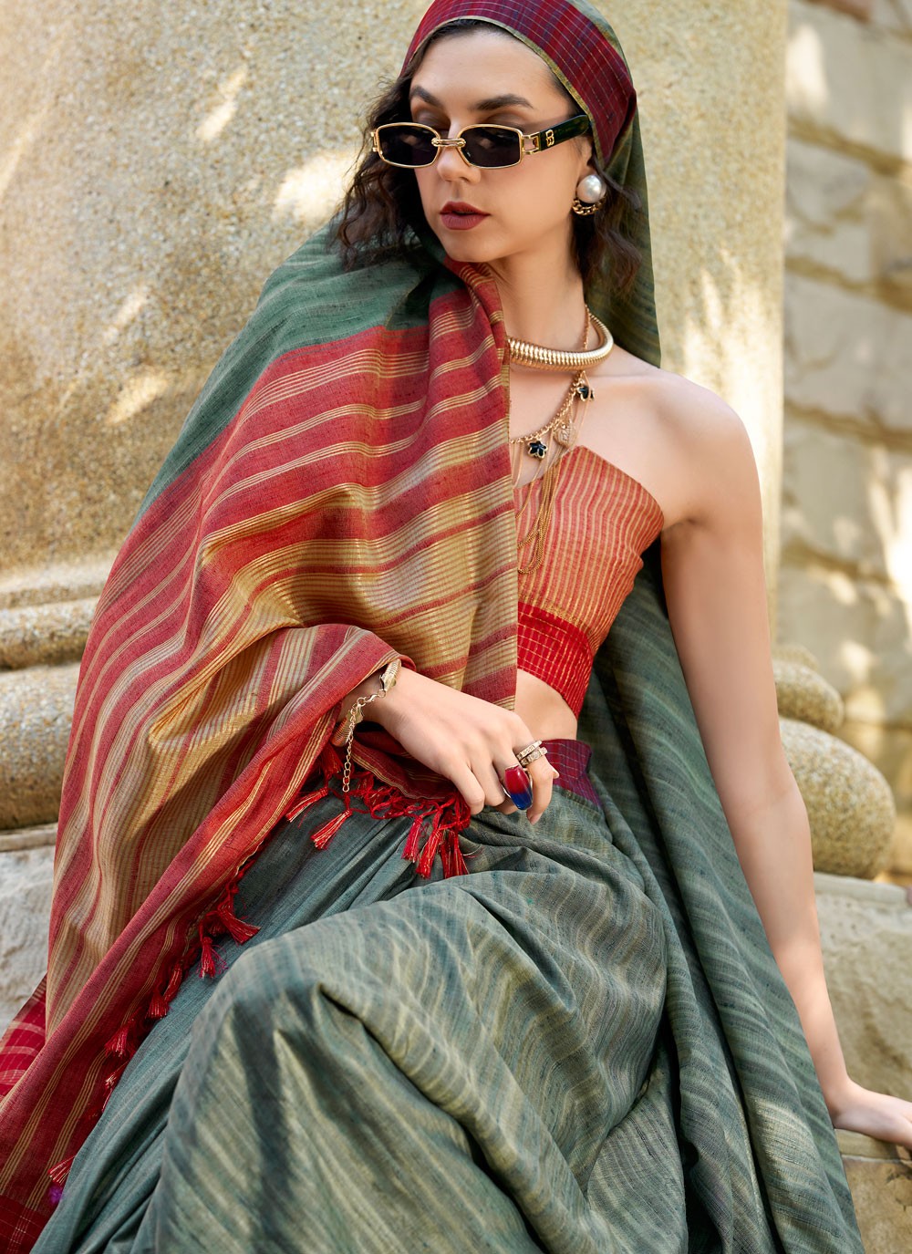 Trendy Saree Zari Grey Katan Silk S12916