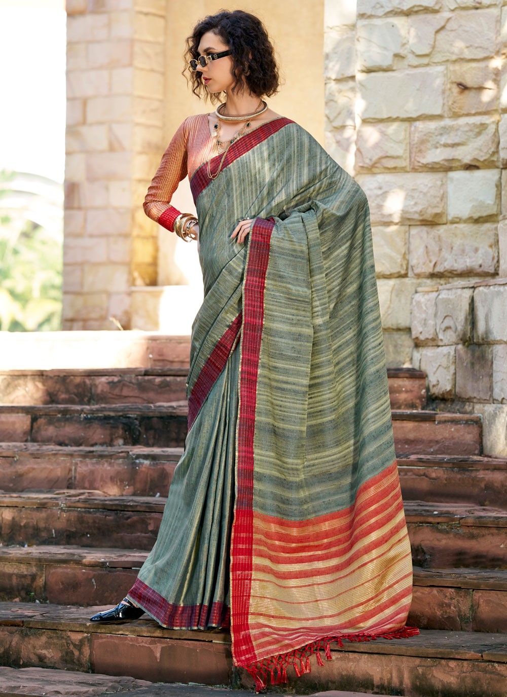 Trendy Saree Zari Grey Katan Silk S12916