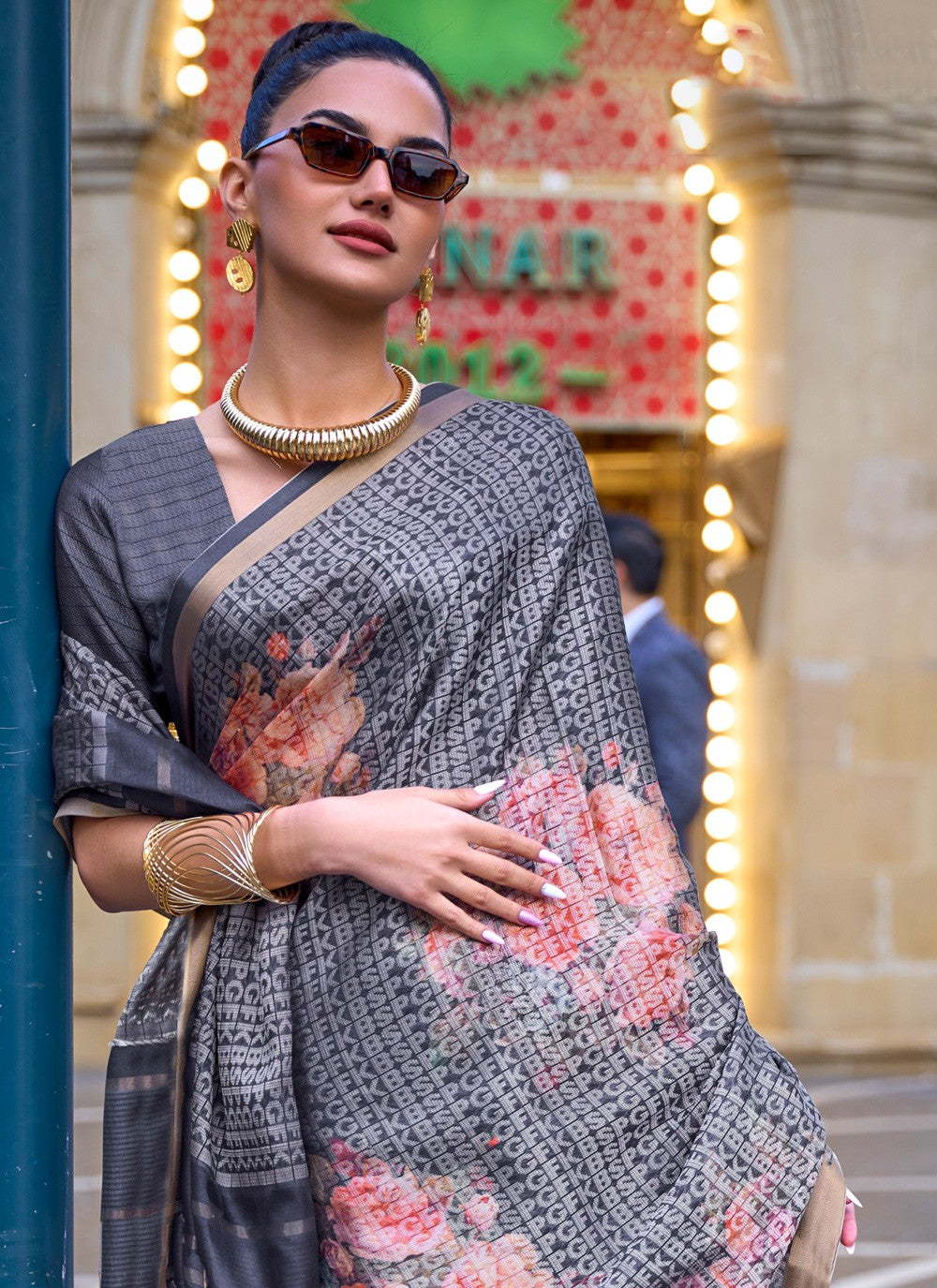 Designer Printed Viscose Saree - S3513