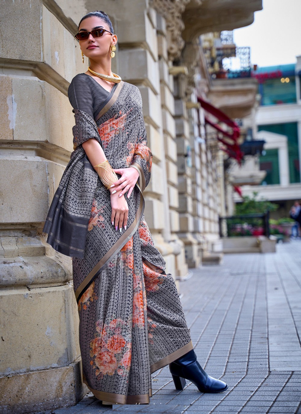 Designer Printed Viscose Saree - S3513