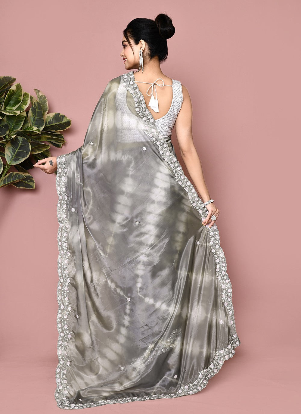 Classic Hand Embroidery Georgette Saree - S9372