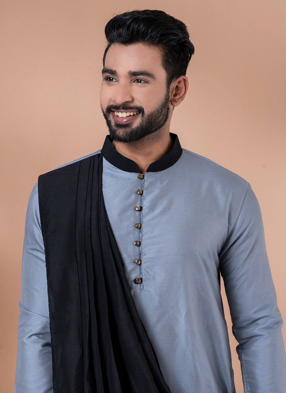 Fancy Work Viscose Grey Indo Western - M7009