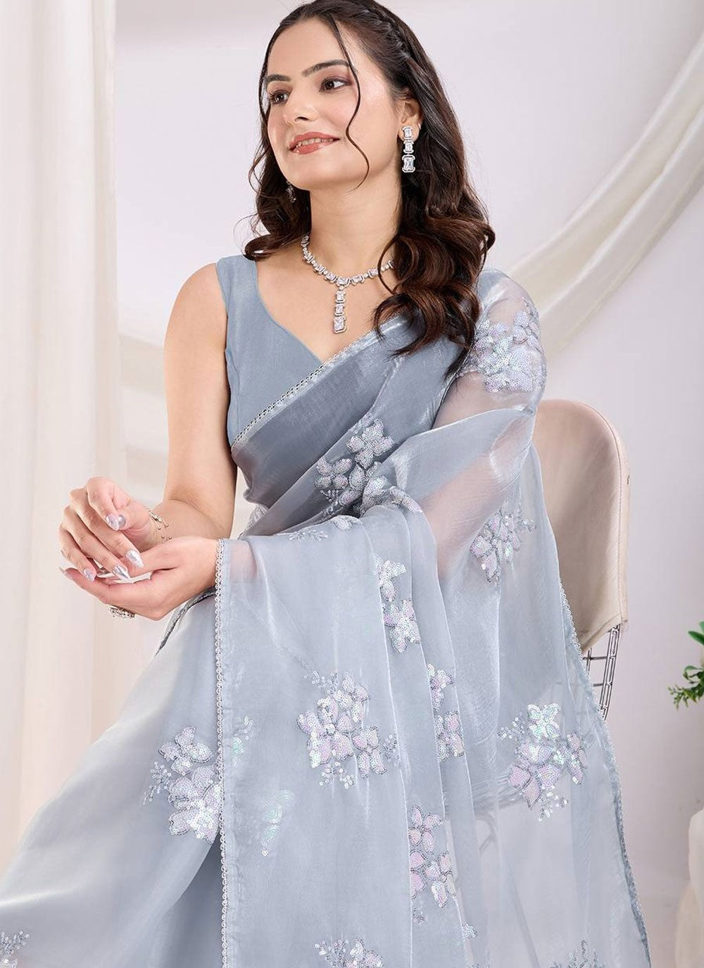 Designer Embroidered Grey Jimmy Chu S12974