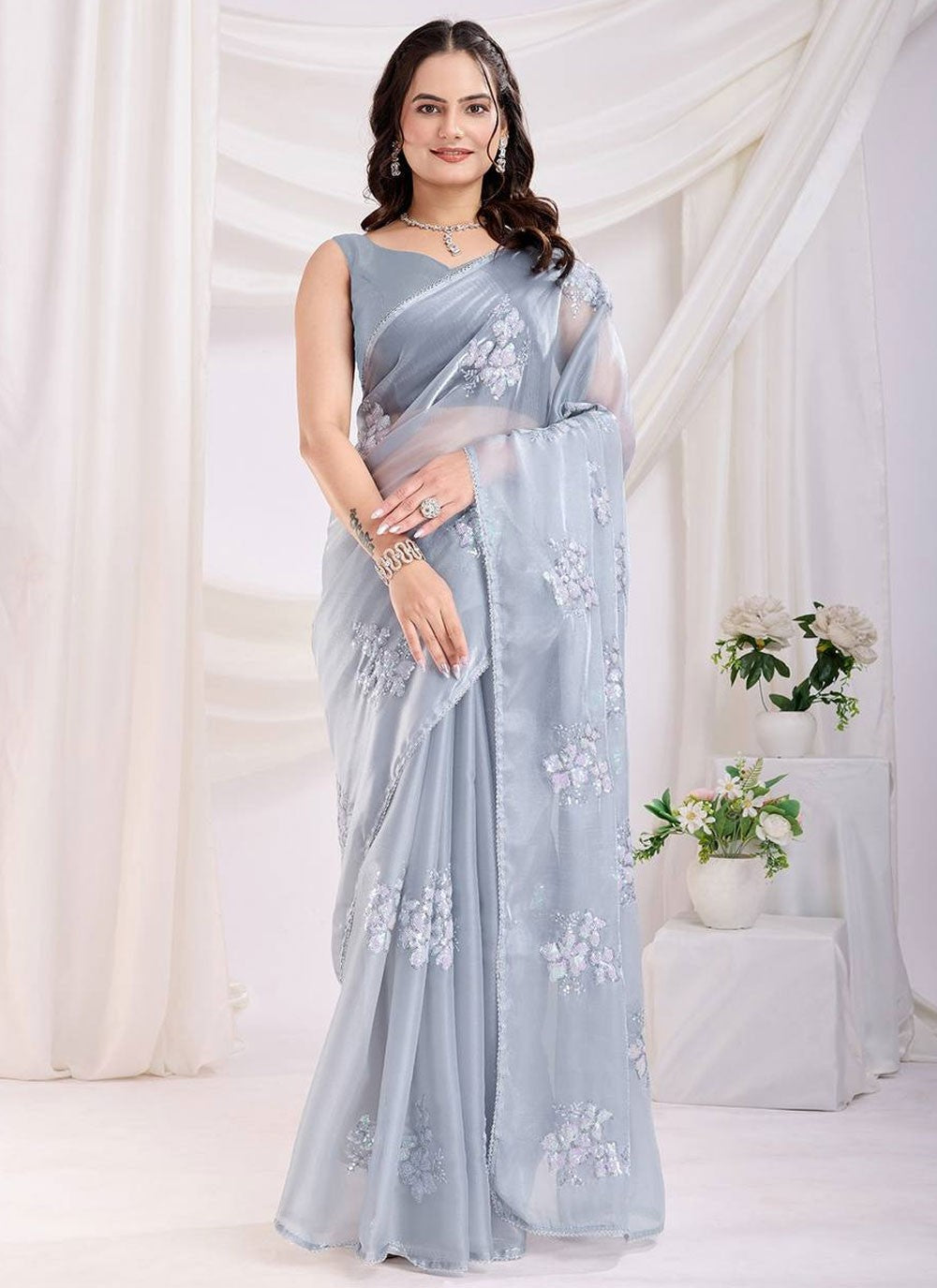 Designer Embroidered Grey Jimmy Chu S12974
