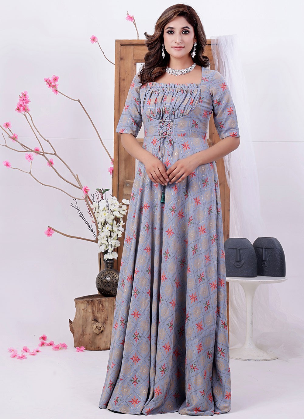 Printed Polyester Gown - G1774