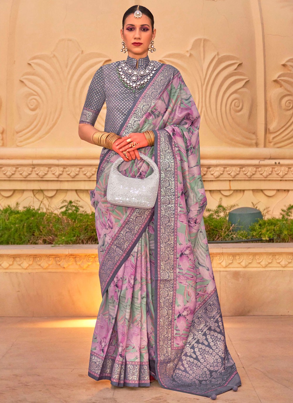 Classic Border Work Silk Saree - S7277