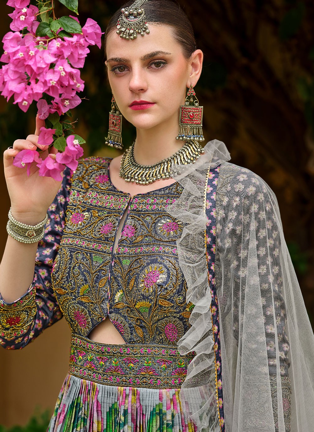 Embroidered Silk Gown - G1894