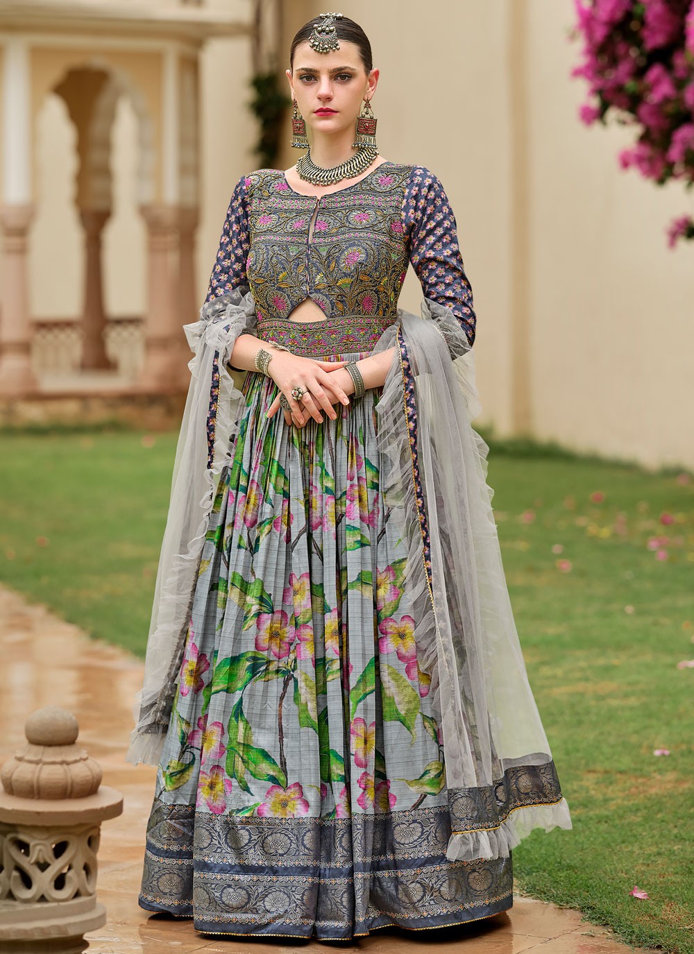 Embroidered Silk Gown - G1894