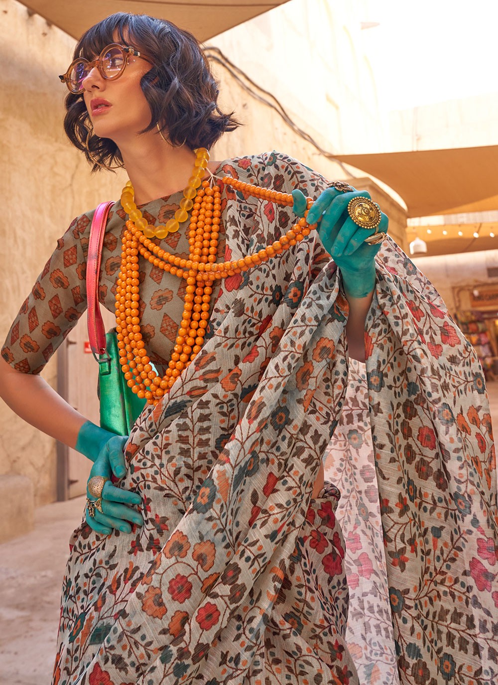 Classic Printed Tissue Saree - S6082