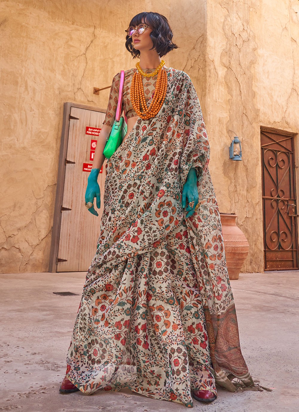 Classic Printed Tissue Saree - S6082
