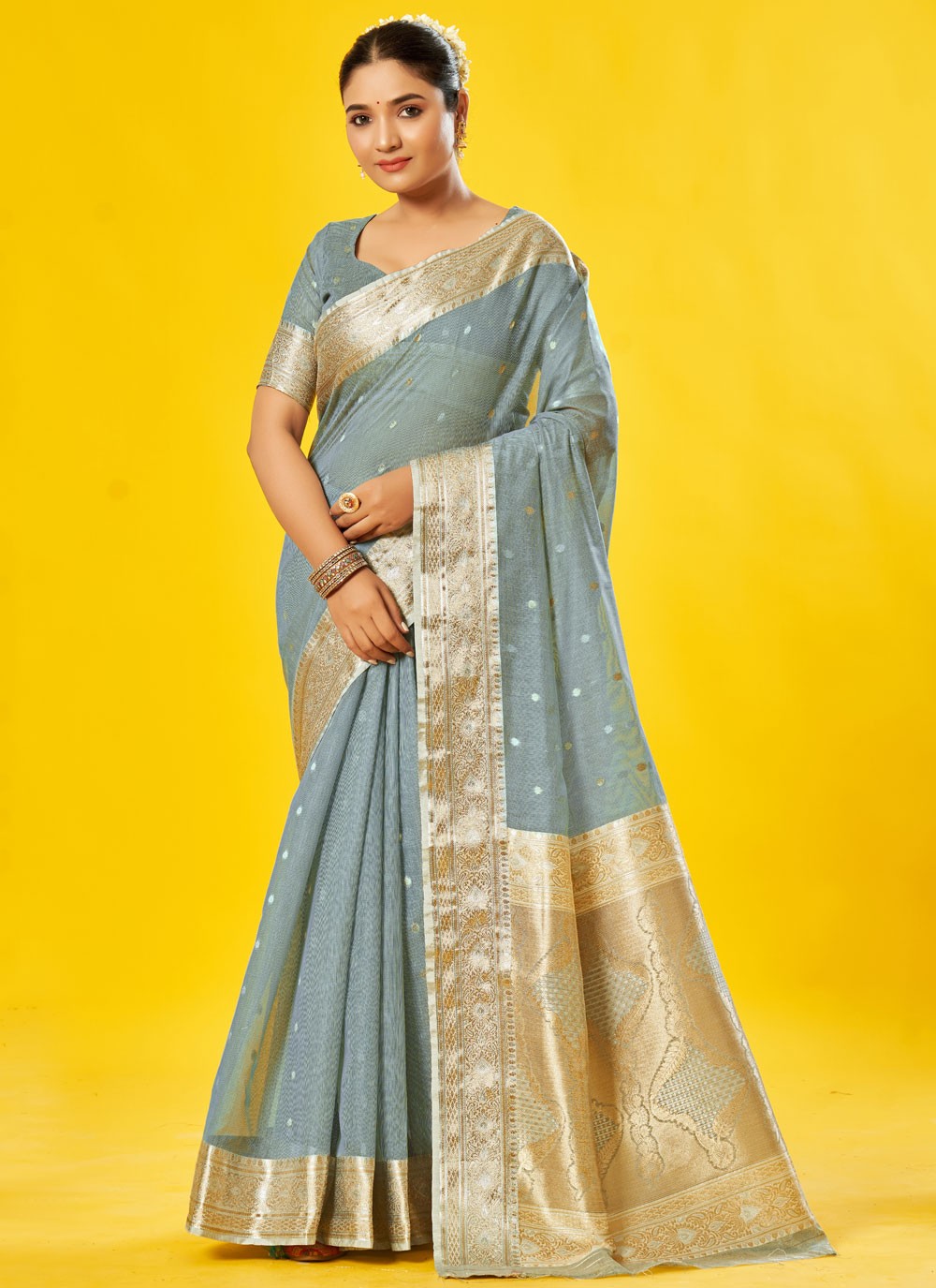 Classic Border Work Cotton Saree - S7592