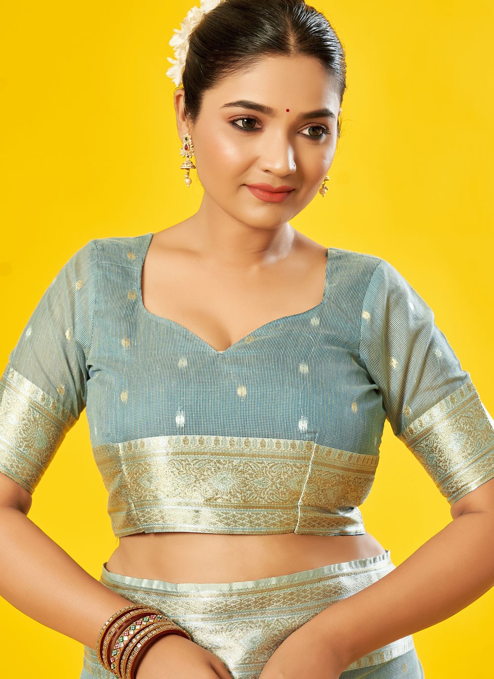 Classic Border Work Cotton Saree - S7592