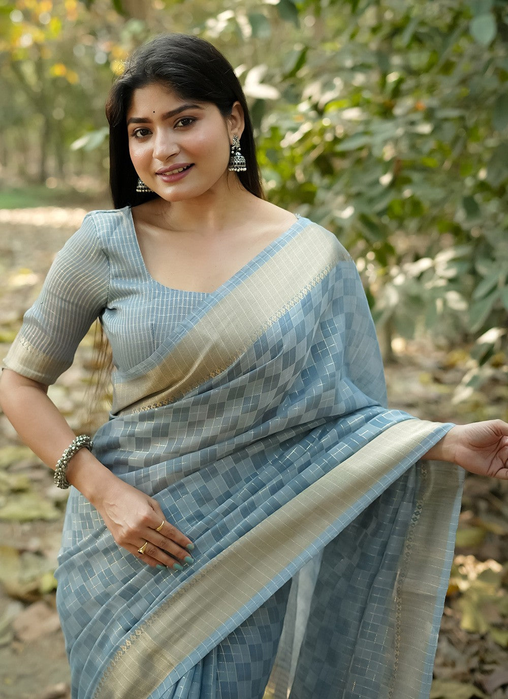 Weaving Zari Silk Grey Saree S14797