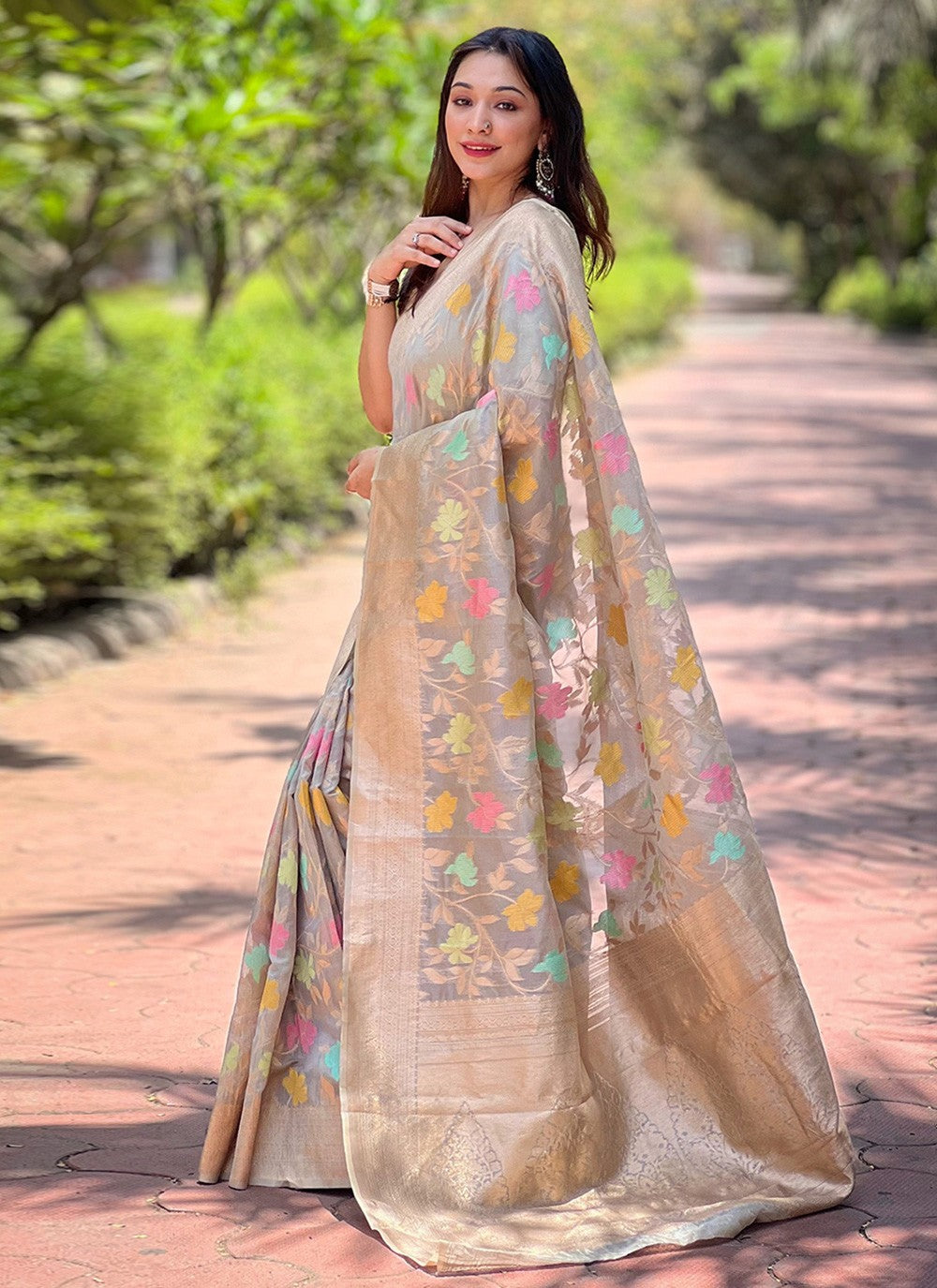 Classic Weaving Zari Organza Saree - S8087
