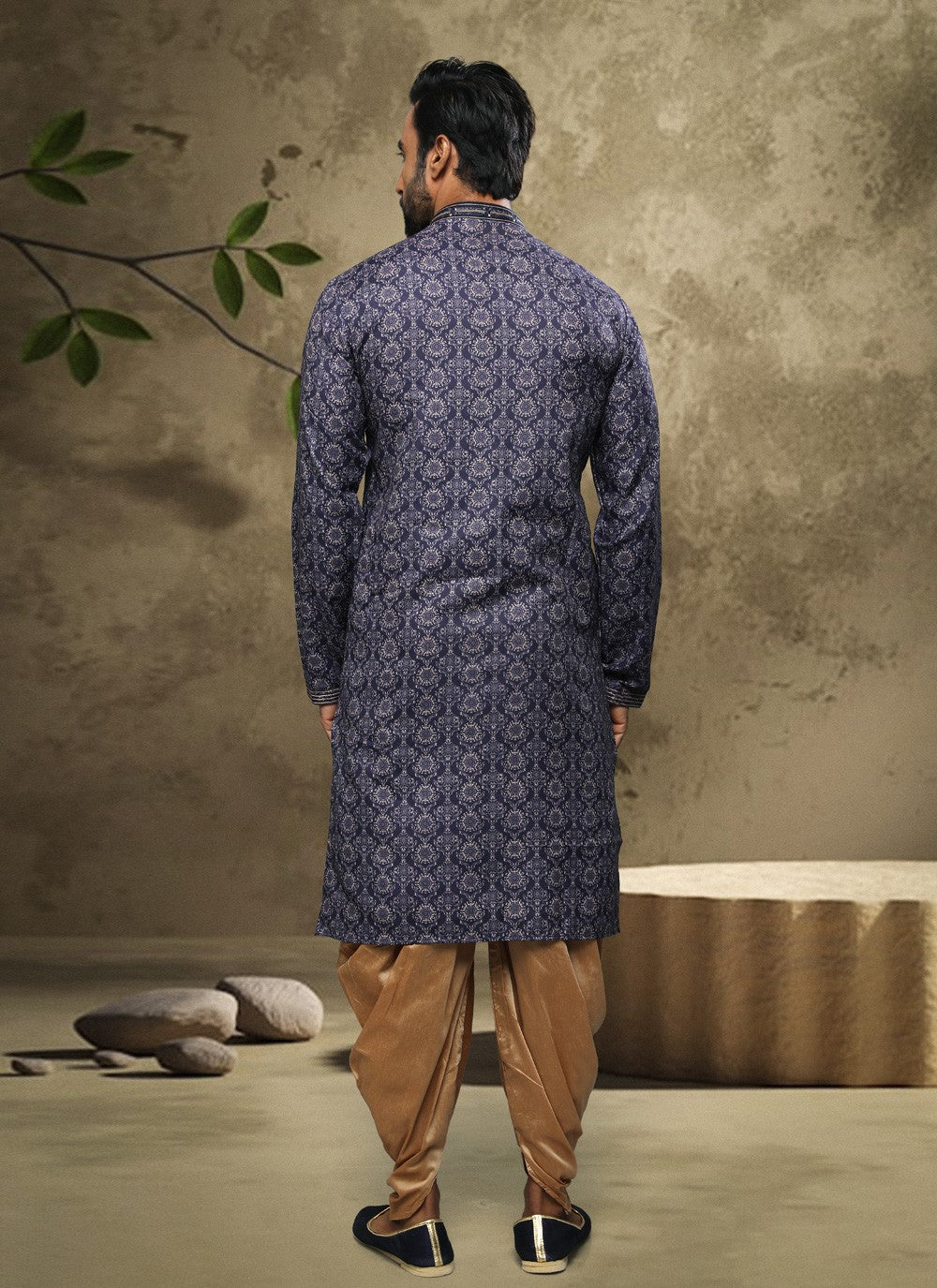 Digital Print Handloom Cotton Blue Dhoti Kurta - M3864