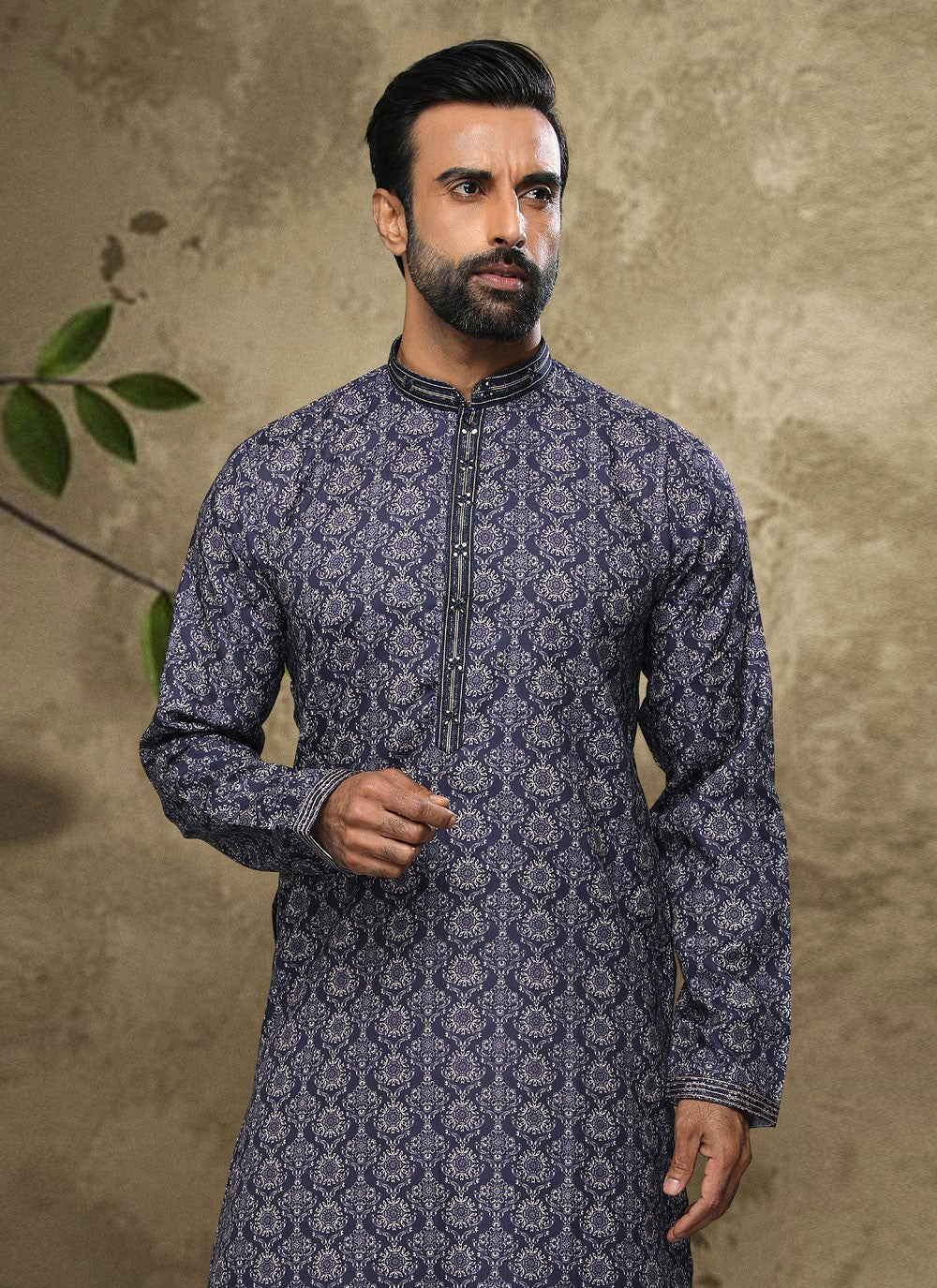 Digital Print Handloom Cotton Blue Dhoti Kurta - M3864