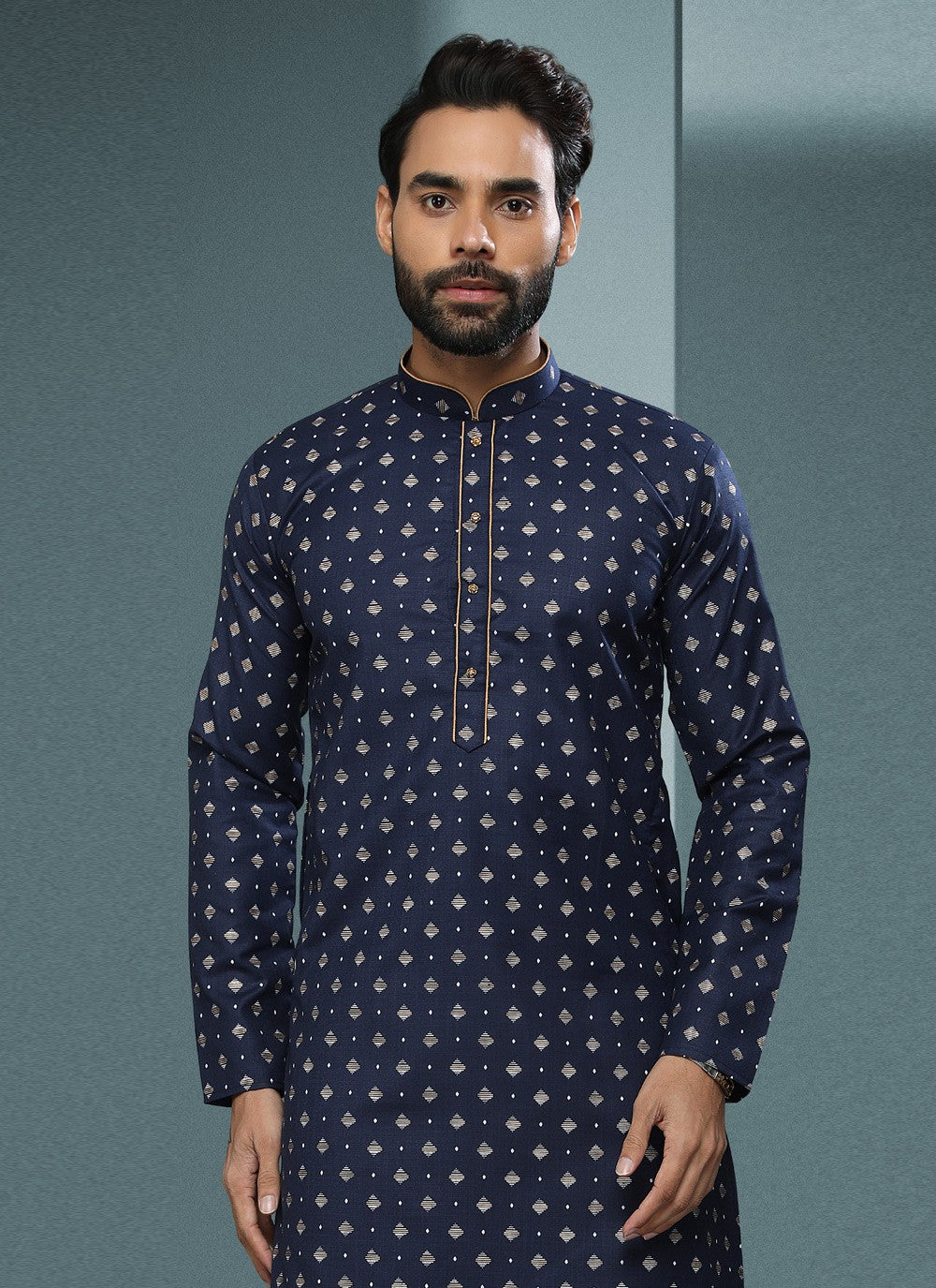 Digital Print Handloom Cotton Blue Dhoti Kurta - M4067