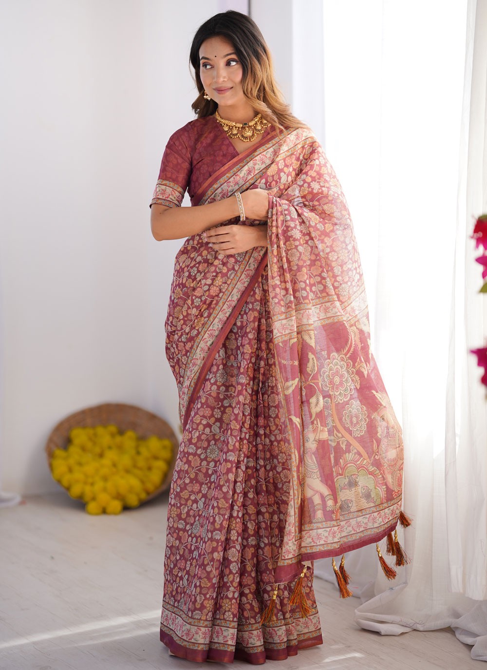 Pink Handloom Cotton Classic Saree Printed S16972