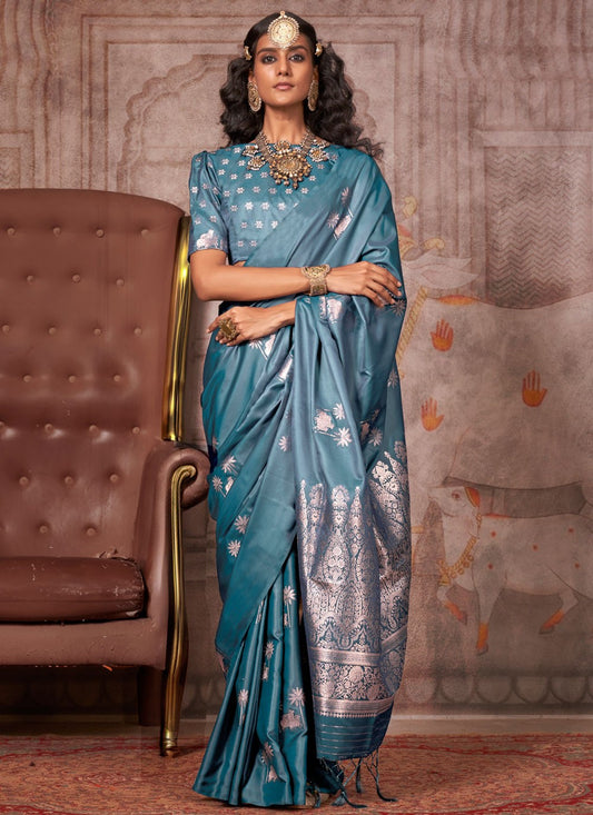 Banarasi Jari Handloom Silk Blue Saree S14767