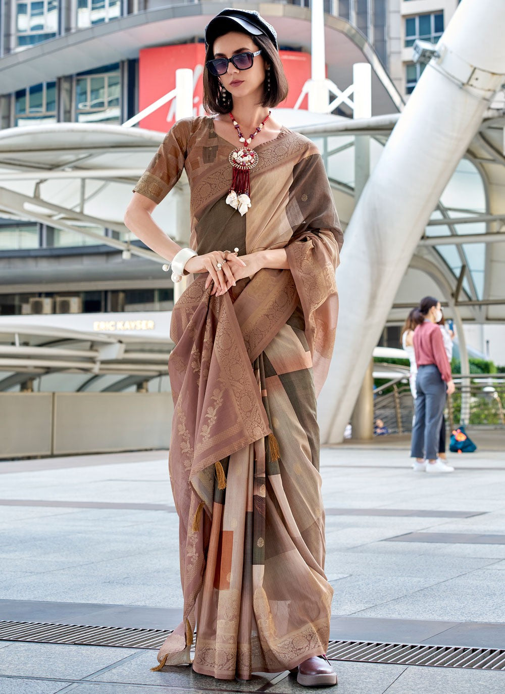 Designer Jacquard Work Beige Handloom Silk S12662