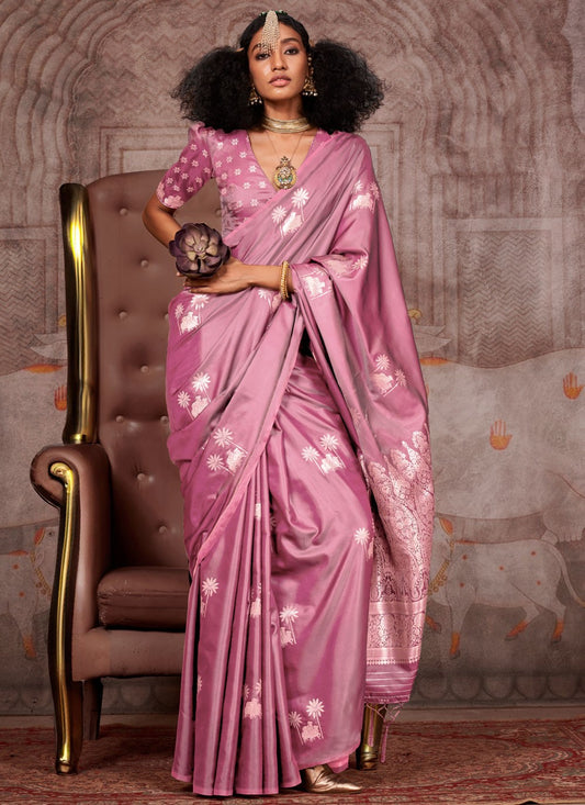 Banarasi Jari Handloom Silk Magenta Saree S14766