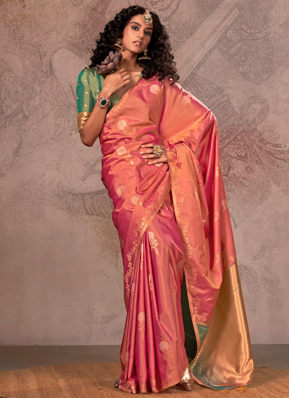 Designer Weaving Zari Hot Pink, Pink Handloom Silk Saree S13295
