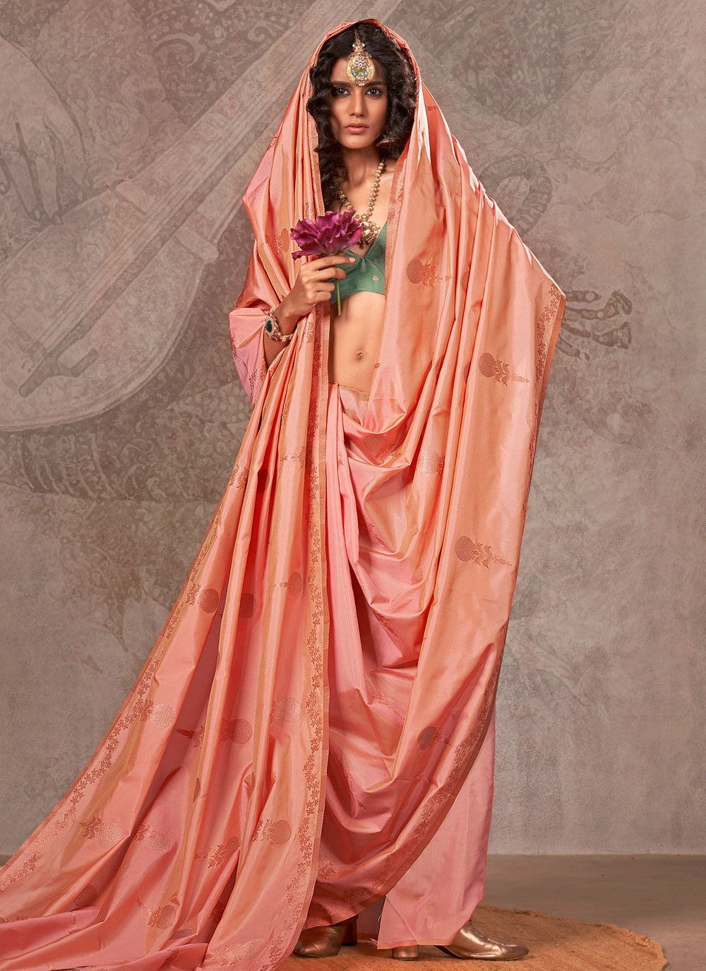 Classic Saree Weaving Zari Pink Handloom Silk Saree S13293