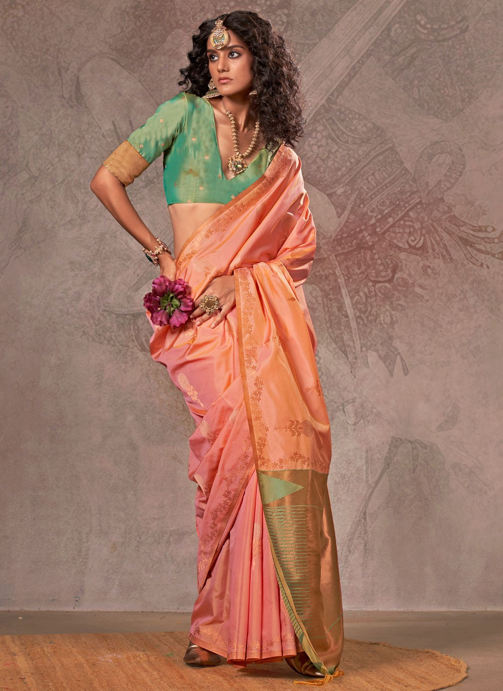 Classic Saree Weaving Zari Pink Handloom Silk Saree S13293