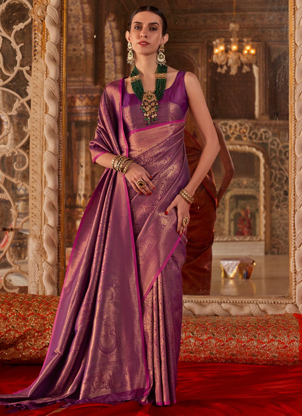 Purple Handloom Silk Designer Saree Weaving Zari, Zari S16885