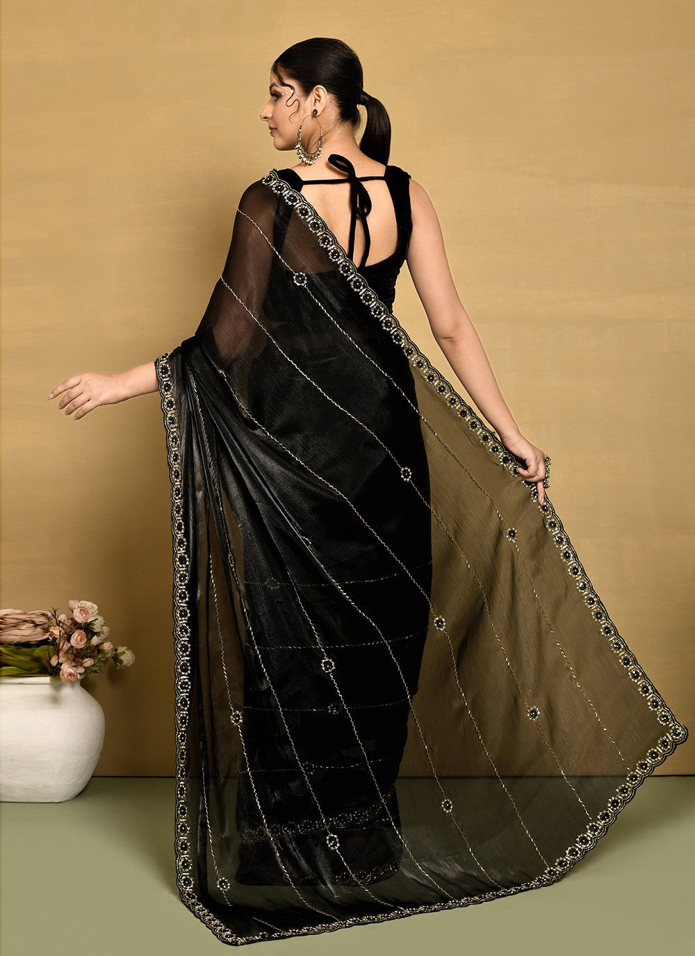 Classic Hand Embroidery Jimmy Chu Saree - S9269